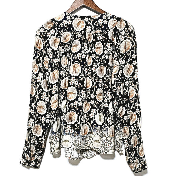 Anthropologie Maeve Ori Bibbed Floral Ombre Button Down Top Women's Size M Boho - Picture 3 of 7